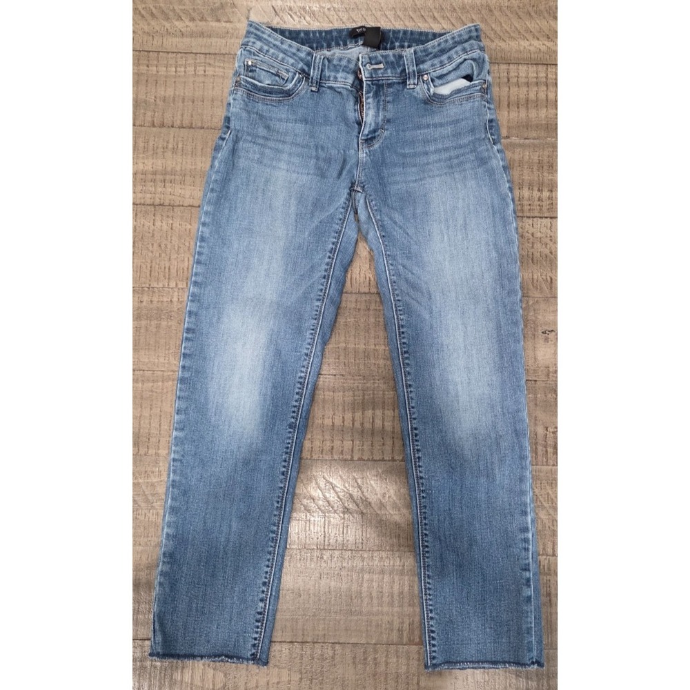 White House Black Market Slim Crop Denim Jeans Blue Light Wash Size 2